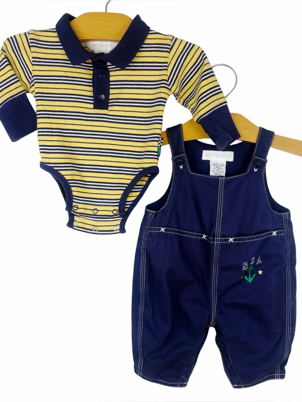 Vintage Gymboree 1998 Sea Anchor Overalls & Bodysuit Layette 0-3 Months
